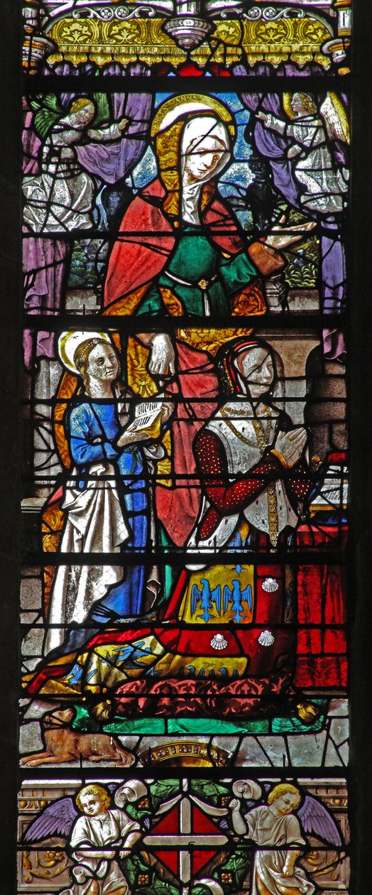 Ventana w5 que representa a Santa Ana y un donante de French School