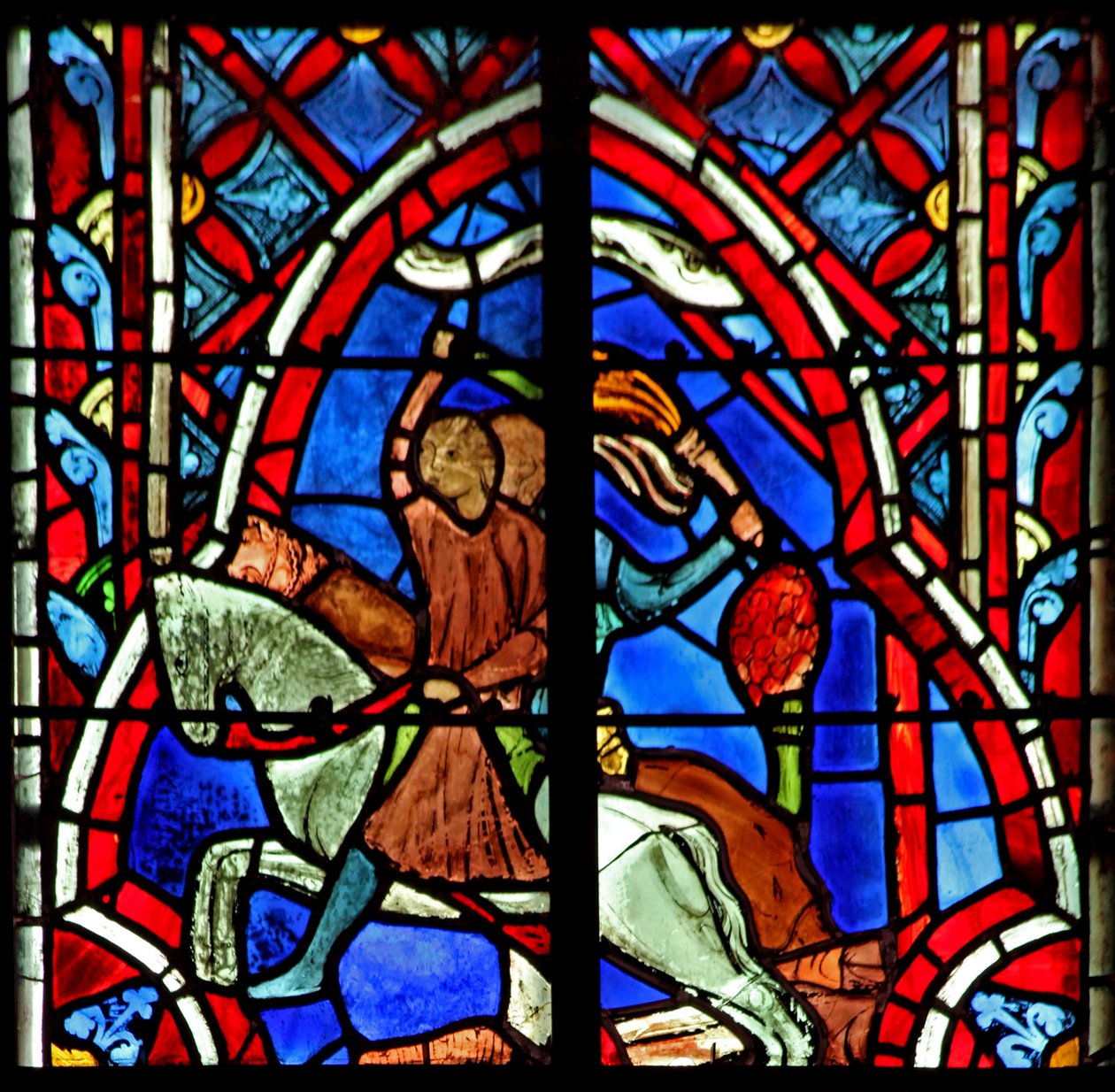 Ventana w5 el Castigo de los oficiales de Sucot. Jueces VIII 1-17 de French School