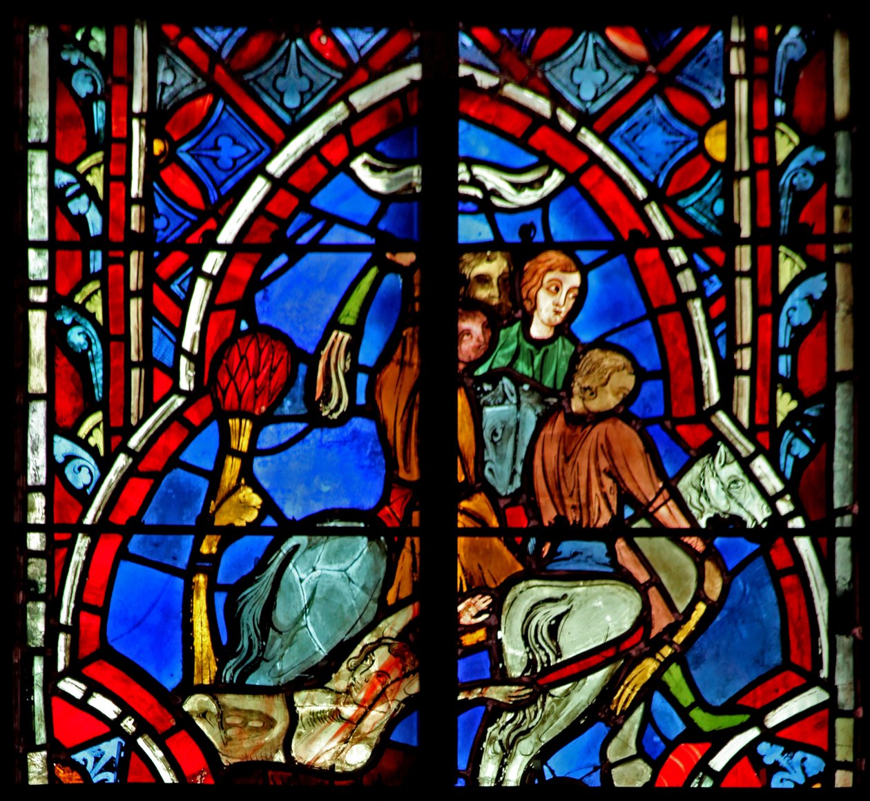 Ventana w5 el Castigo de los oficiales de Sucot. Jueces VIII 1-17 de French School