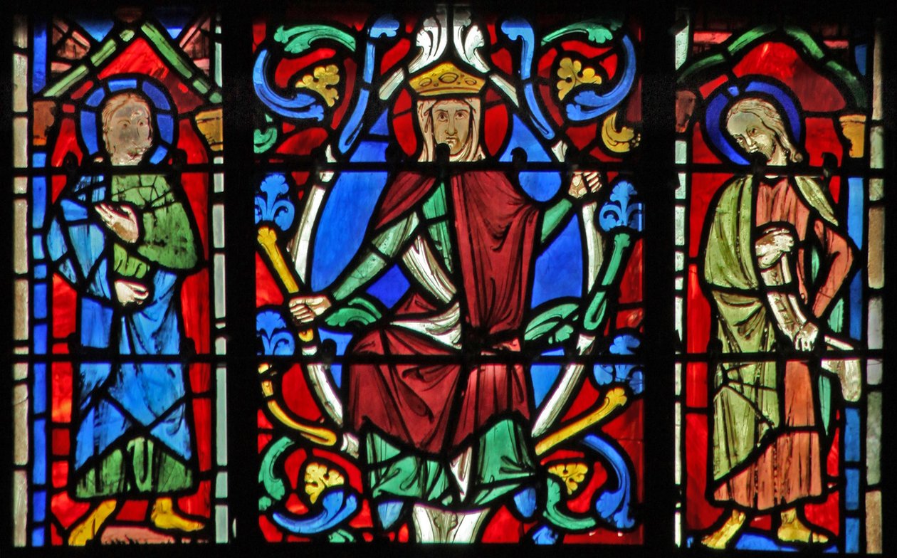 Ventana w6R el Árbol de Jesé: la Virgen María y dos profetas de French School