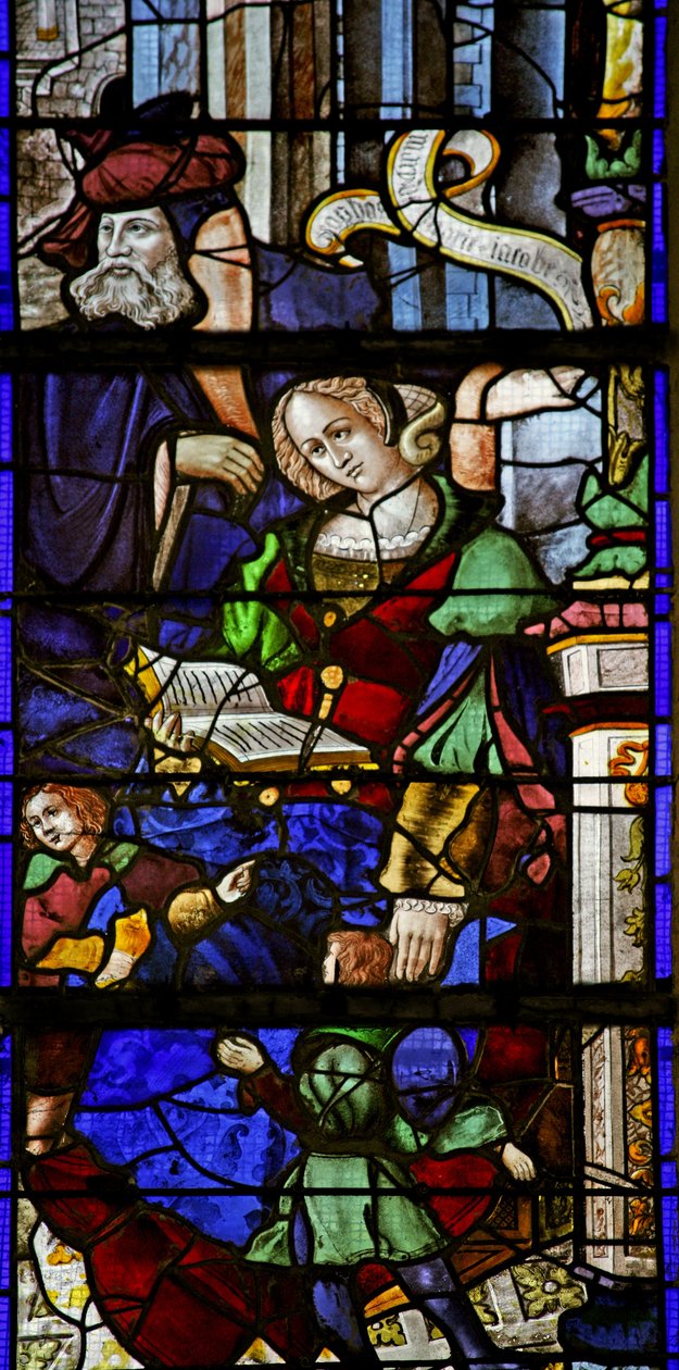 Ventana w6 que representa a María Jacobe y su familia de French School