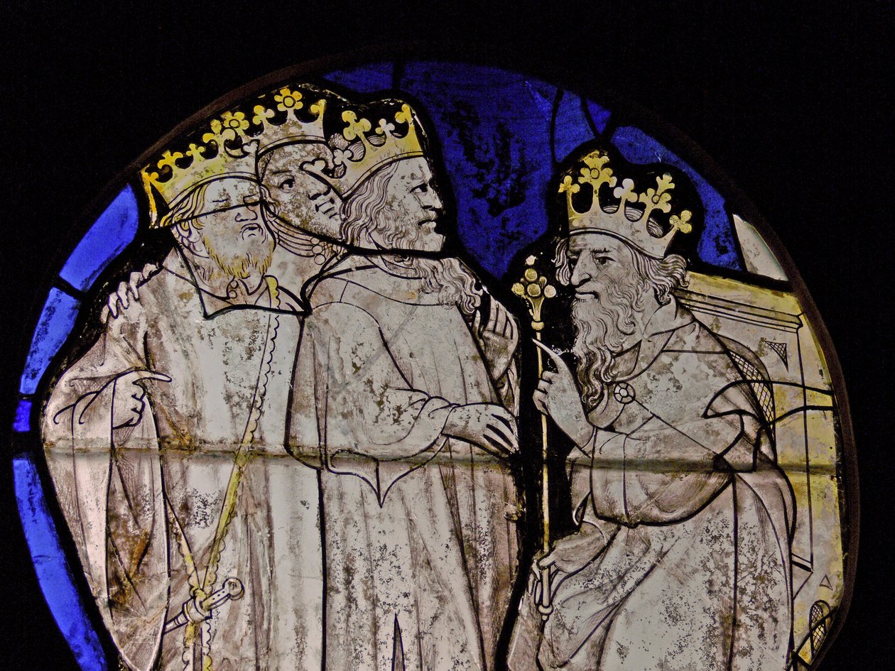 Ventana w72 con los Magos ante Herodes - panel de los Países Bajos de French School