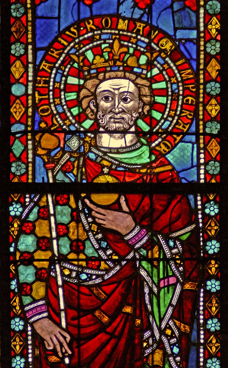 Ventana w7 que representa al emperador Lotario de French School