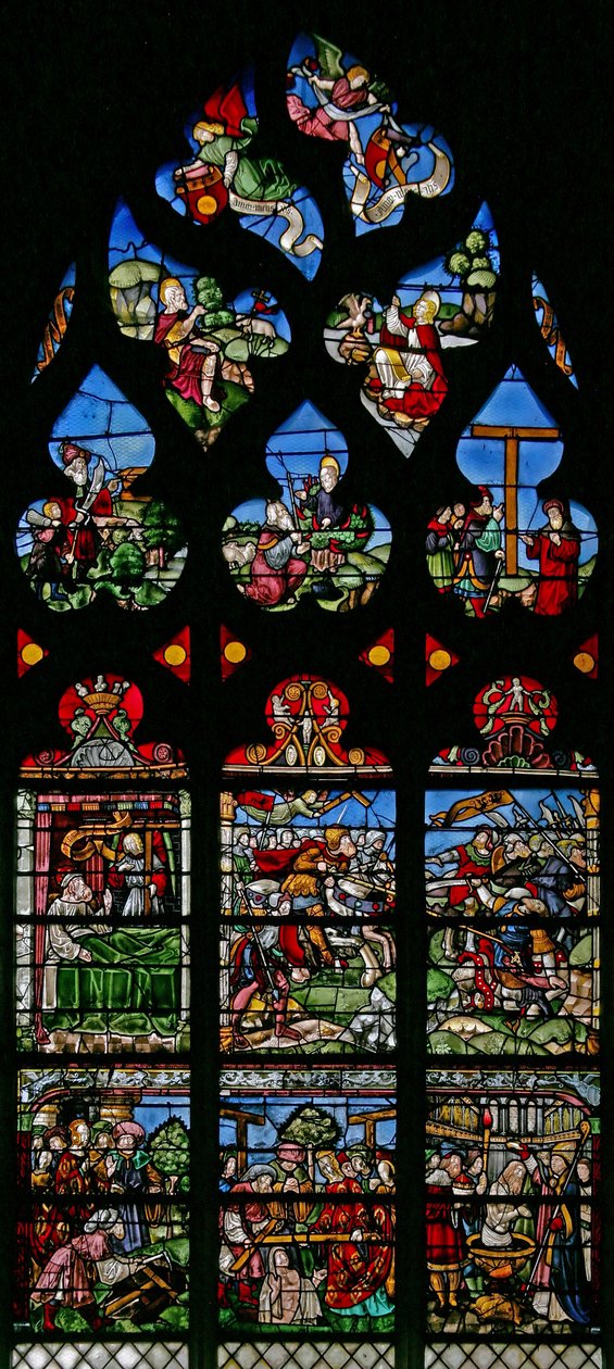 Ventana w8 que representa a Santa Elena, Constantino y el Triunfo de la Cruz de French School