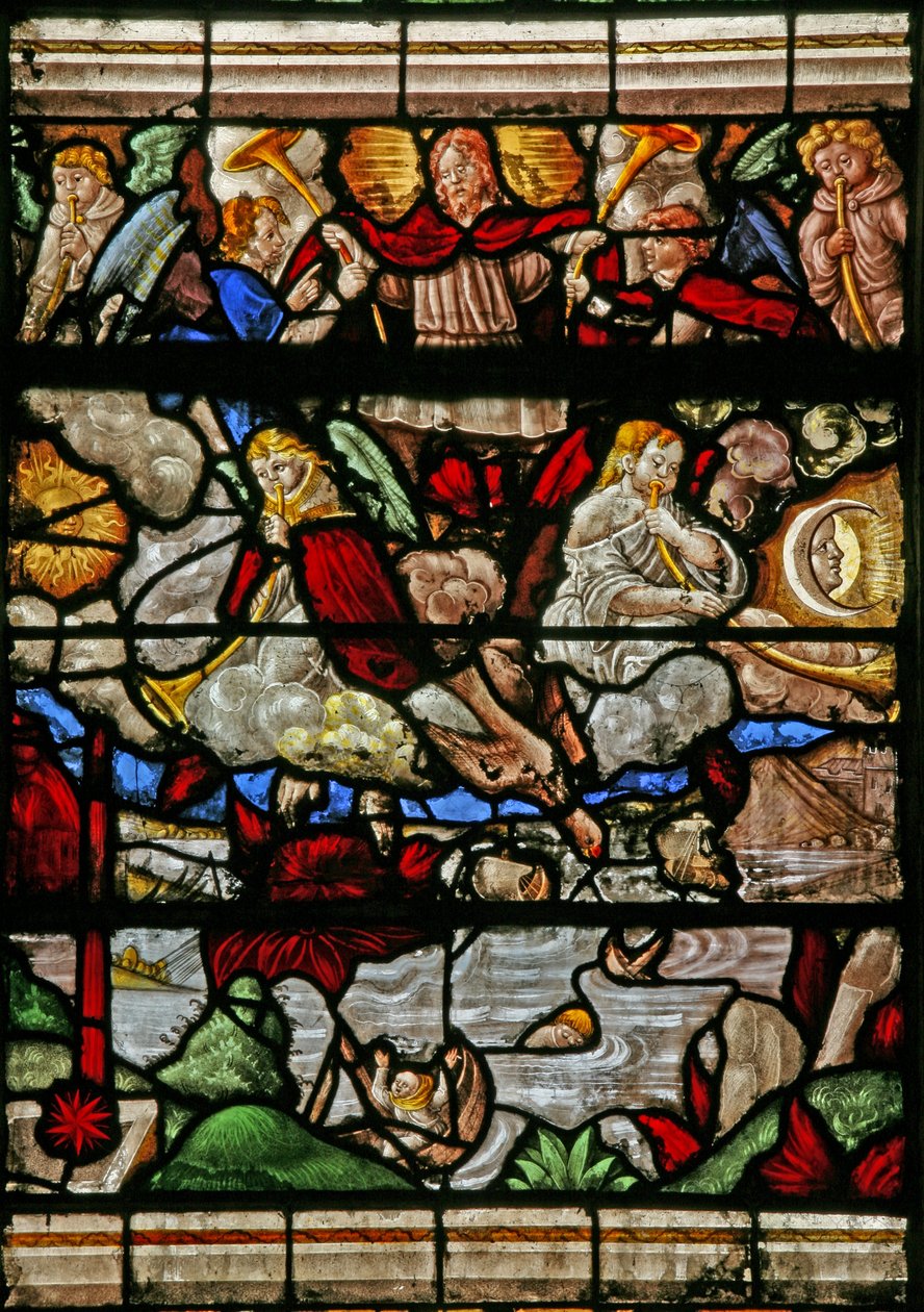 Ventana w9 que representa el Juicio Final - después de Albert Durer de French School