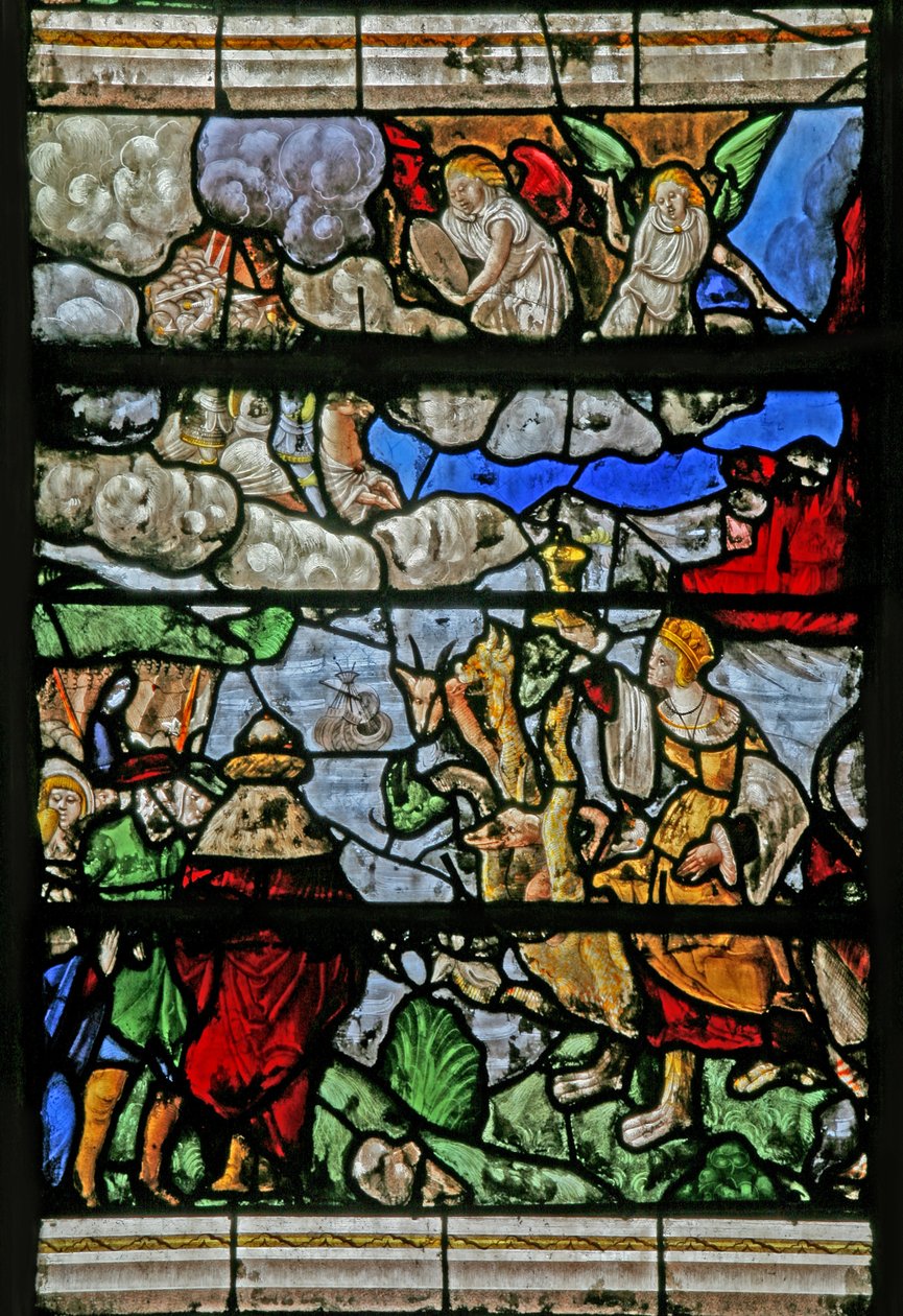Ventana w9 que representa el Juicio Final - después de Albert Durer de French School