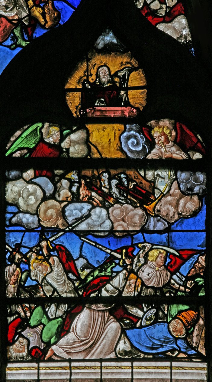 Ventana w9 que representa el Juicio Final - después de Albert Durer de French School