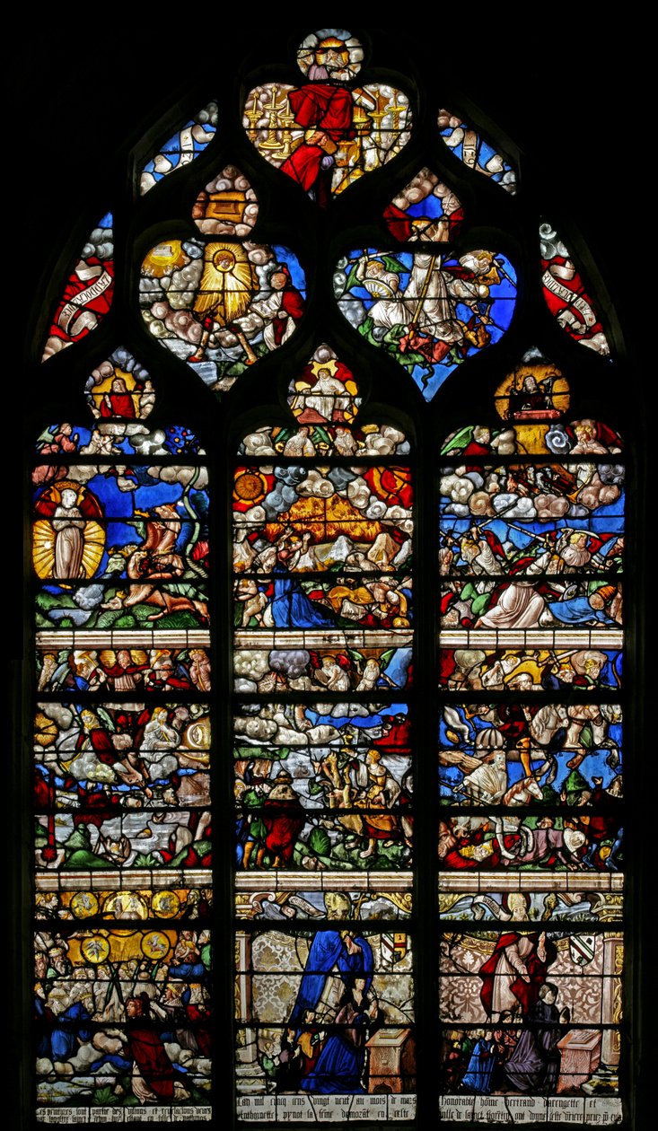 Ventana w9 que representa el Juicio Final - después de Albert Durer de French School