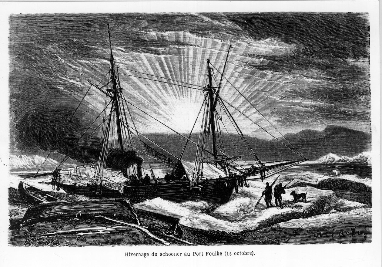 Invernada del barco "Goleta" en Port Foulke - en "el mar libre del polo, viaje de descubrimiento en los mares árticos de French School