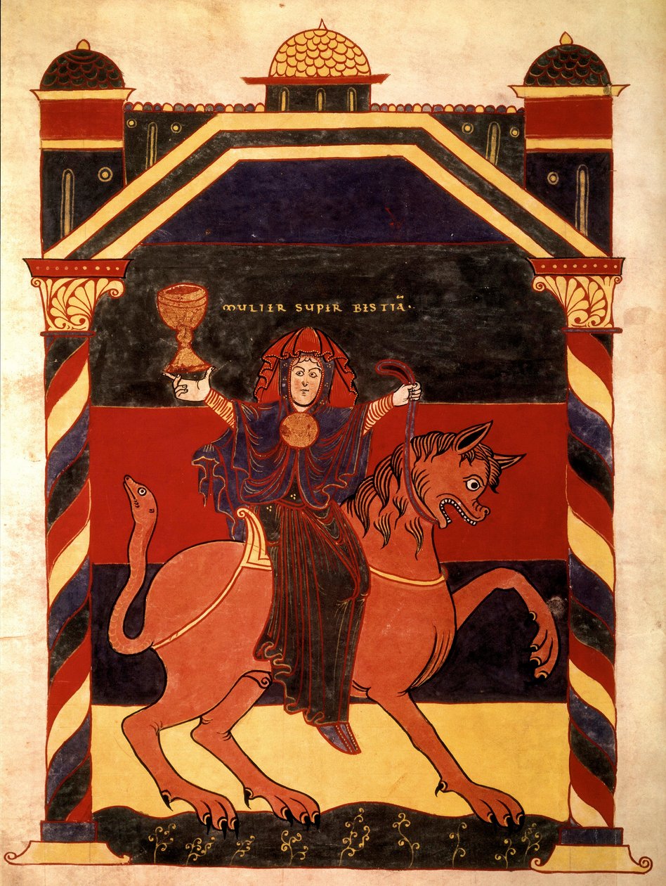 Mujer montada en la Bestia (monstruosa) de French School