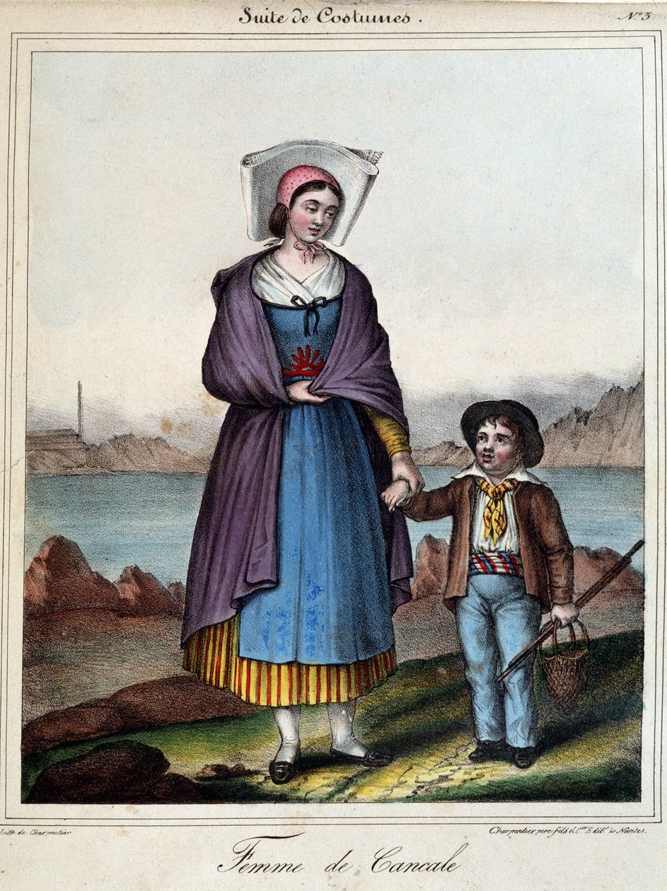Mujer de Cancale y su hijo, hacia 1845 de French School
