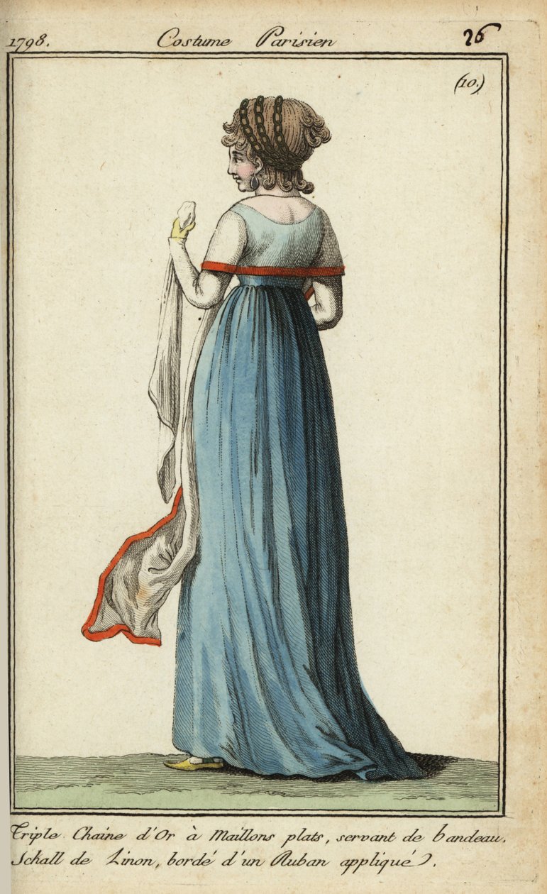 Mujer con chal transparente a la moda de 1798 de French School