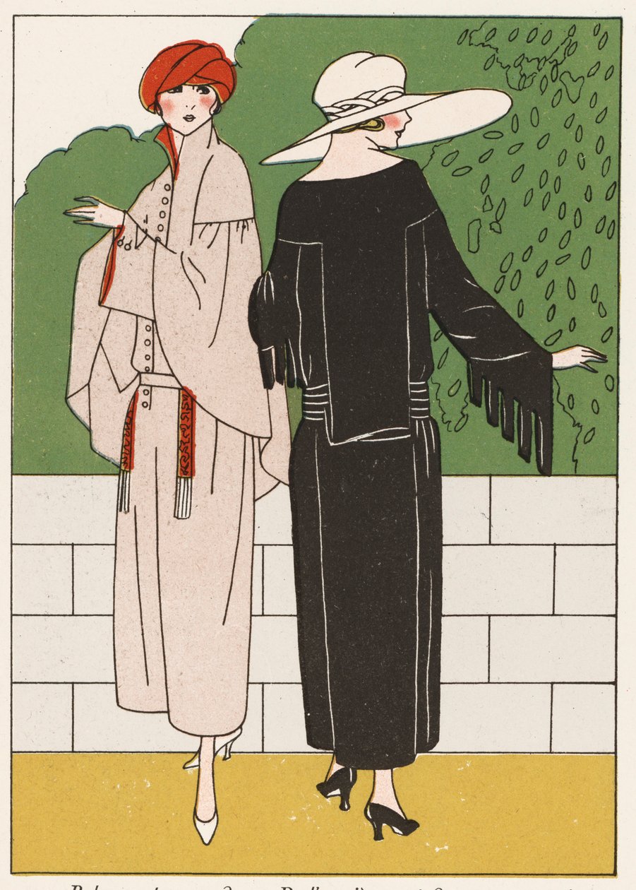 Moda de abrigos de mujer de los años 20 (litografía en color) de French School
