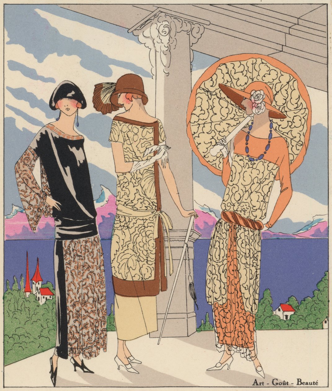 Moda femenina de día de los diseñadores Edward Molyneux y Philippe y Gaston de French School