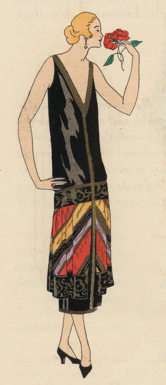 Trajes de noche femeninos de los años 20 del diseñador Georges Doeuillet (litografía en color) de French School