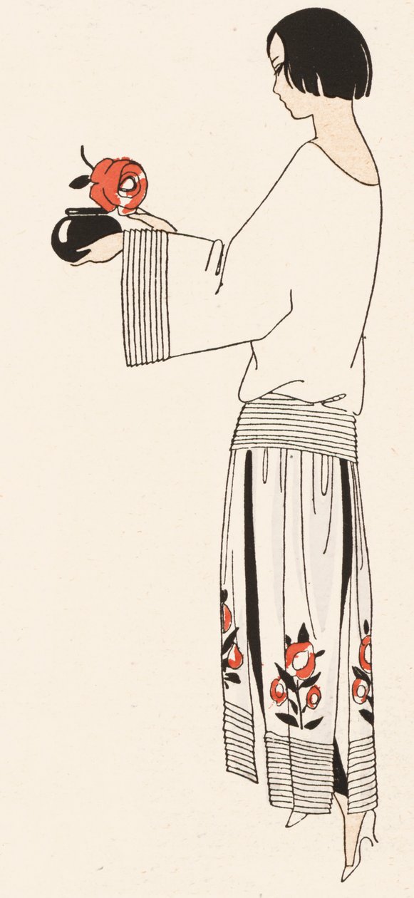 Moda femenina de los años 20 (litografía en color) de French School