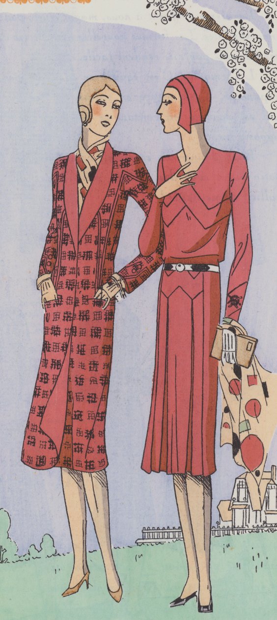 Moda femenina de los años 30 del diseñador Premet (litografía en color) de French School