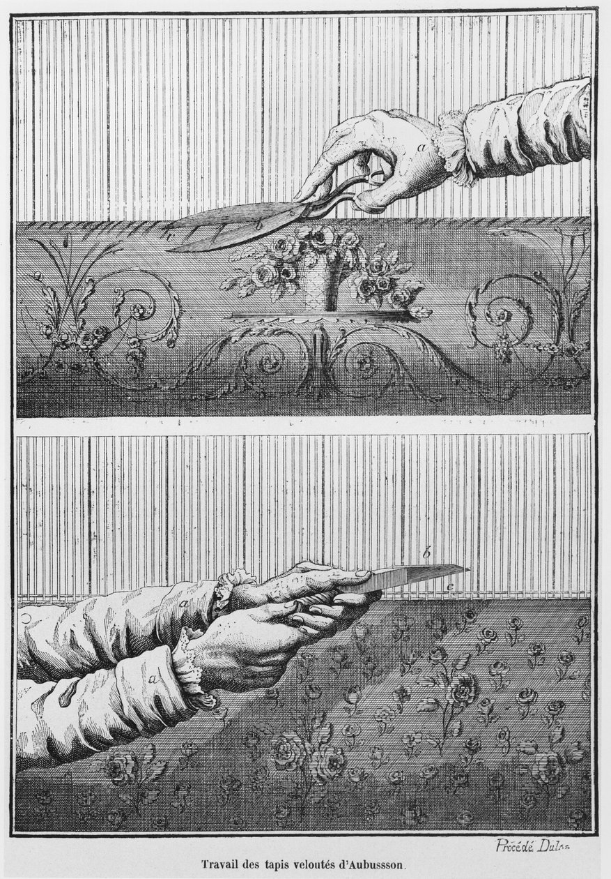 Trabajando en tapices de terciopelo de Aubusson de French School