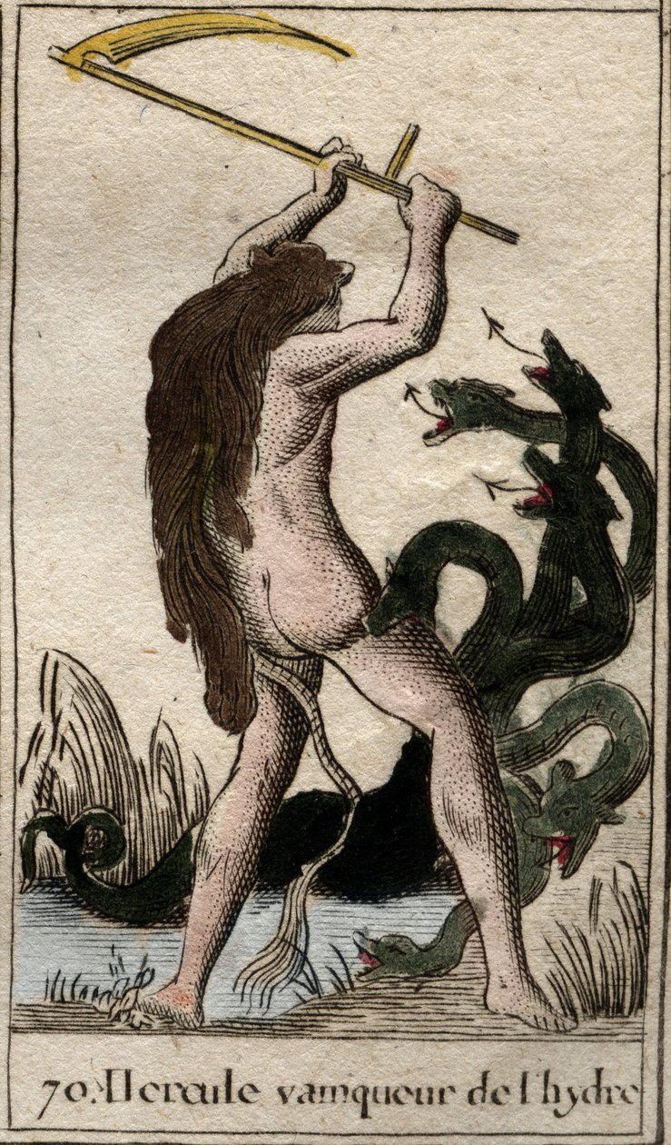 Trabajos de Hércules: "Hércules matando a la Hidra de Lerna". De "Mitología de la Juventud" de Pierre Blanchard 1803. de French School