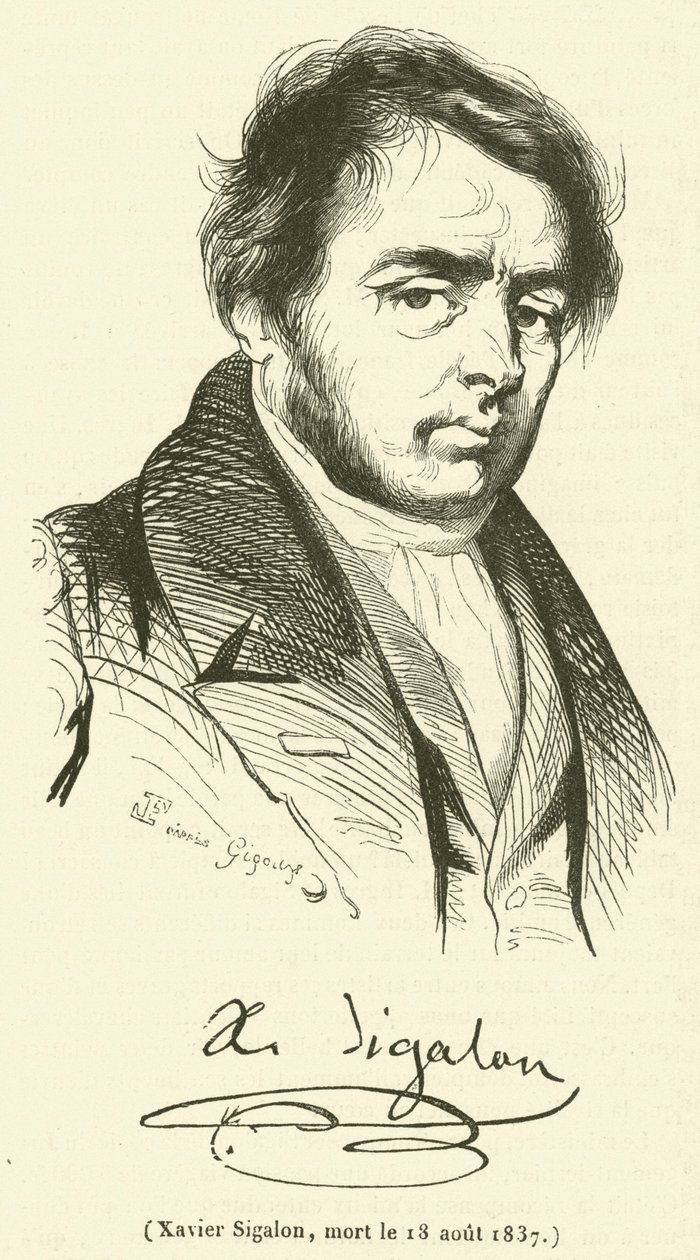 Xavier Sigalon, fallecido el 18 de agosto de 1837 (grabado) de French School