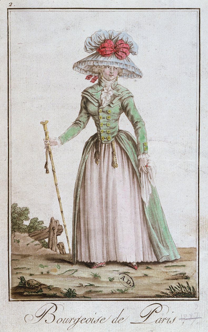 Joven Mujer Burguesa Parisina con vestido de paseo, 1787 de French School