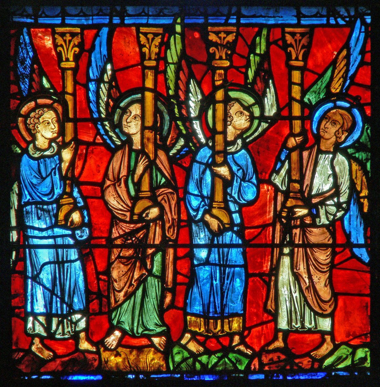 Ángeles sosteniendo el trono de la Virgen María de French School