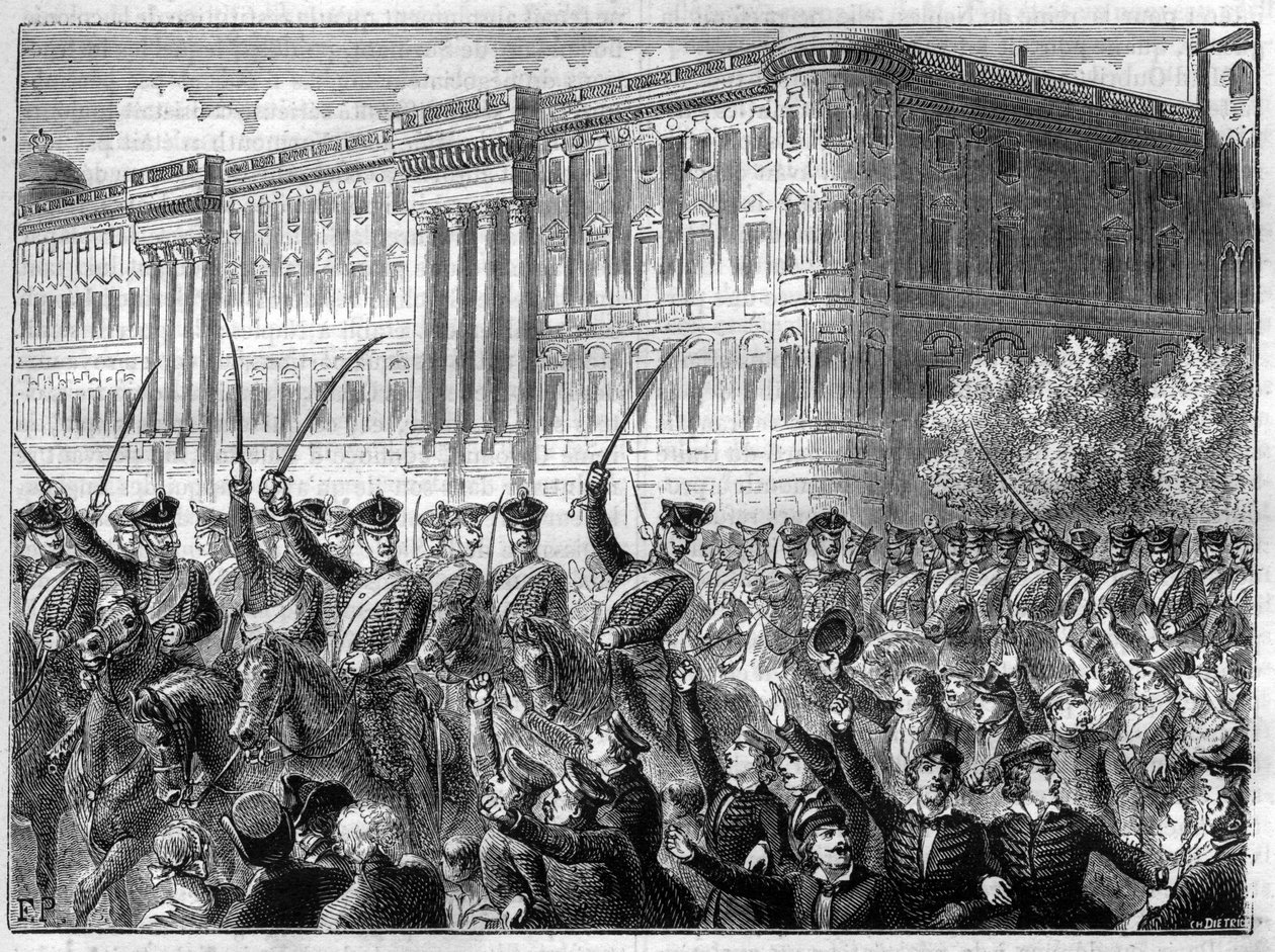 Eventos de la Guerra de la Cuarta Coalición 1806 - 1807 entusiasmo bélico en Berlín - Cuarta Coalición - Gran agitación en Berlín - Grito de guerra contra Francia - en "Histoire de l