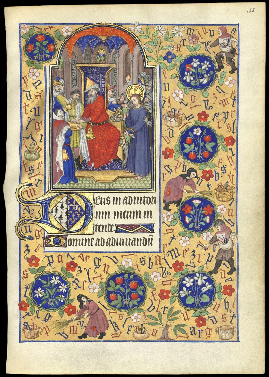 f.135r Miniatura de Pilato lavándose las manos del destino de Jesús, del 