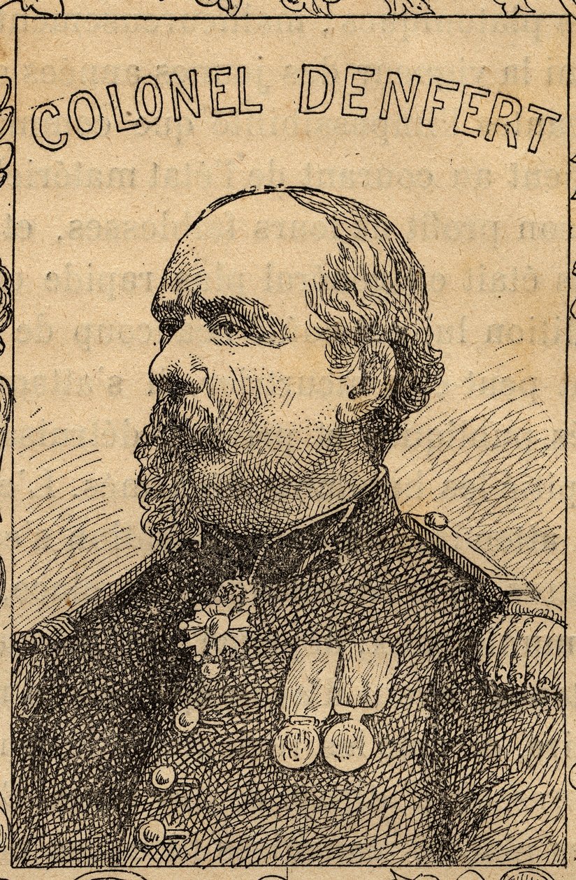 retrato del coronel francés Pierre Philippe Denfert-Rochereau - 1870-71 (grabado) de French School