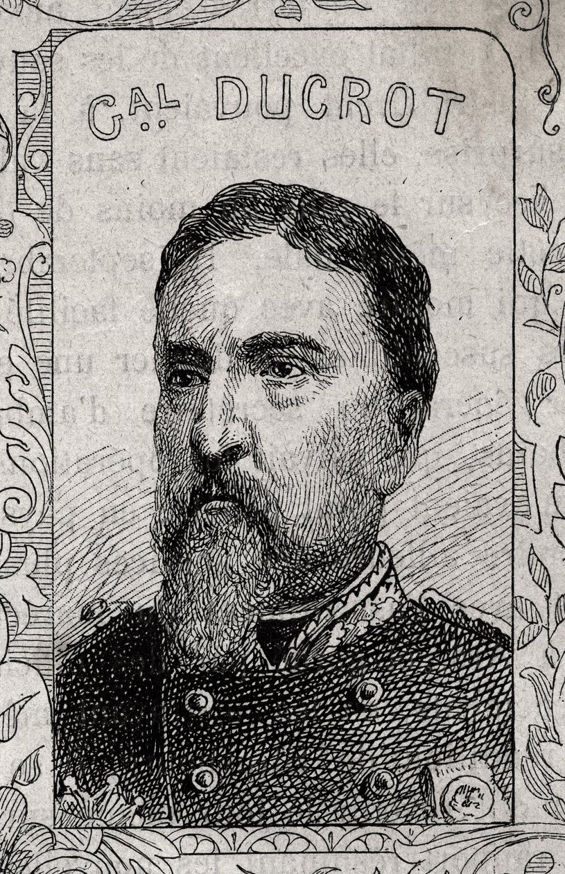 retrato del general francés Auguste-Alexandre Ducrot - 1870-71 (grabado) de French School