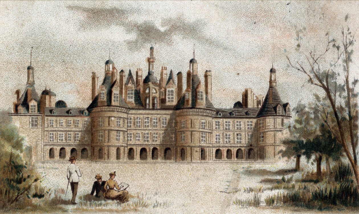 Vista del Castillo de Chambord (Loir y Cher) de French School