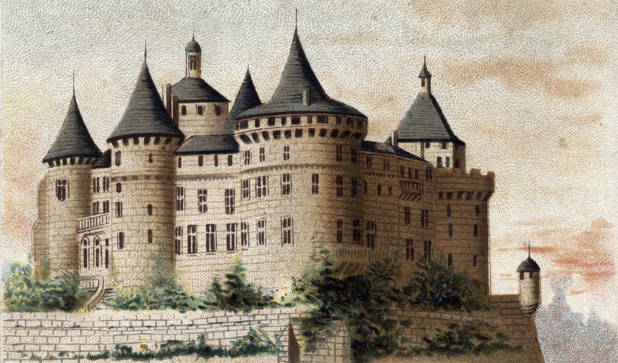 Vista del Castillo de Chastellux (Yonne) de French School