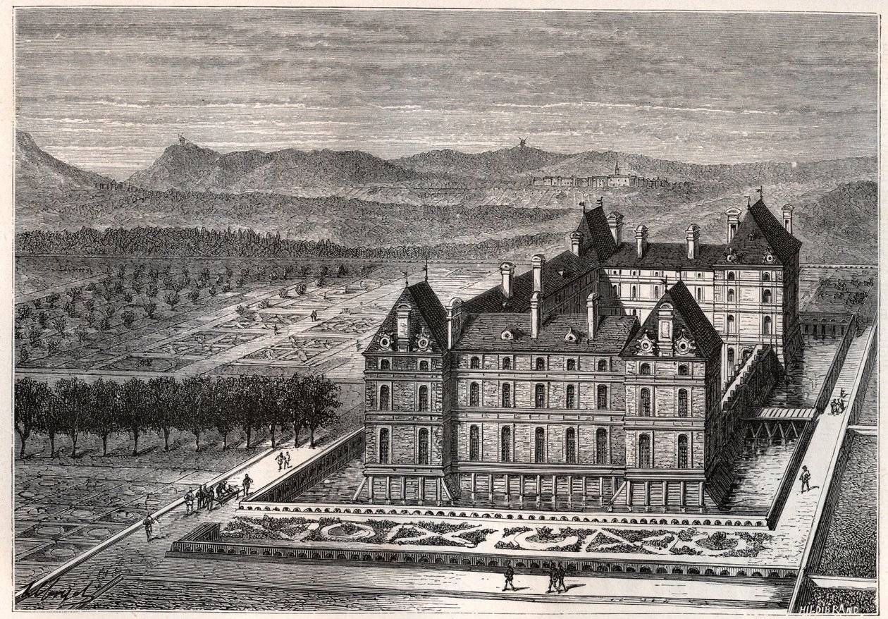 Vista del castillo de Rosny de French School
