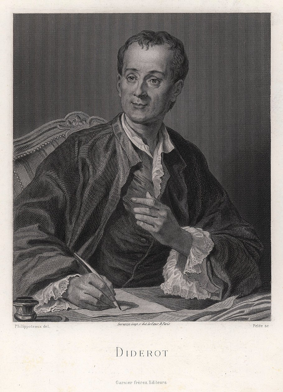 Retrato del escritor, ensayista y filósofo Denis Diderot 1713-1784, mediados del siglo XVIII de French master.
