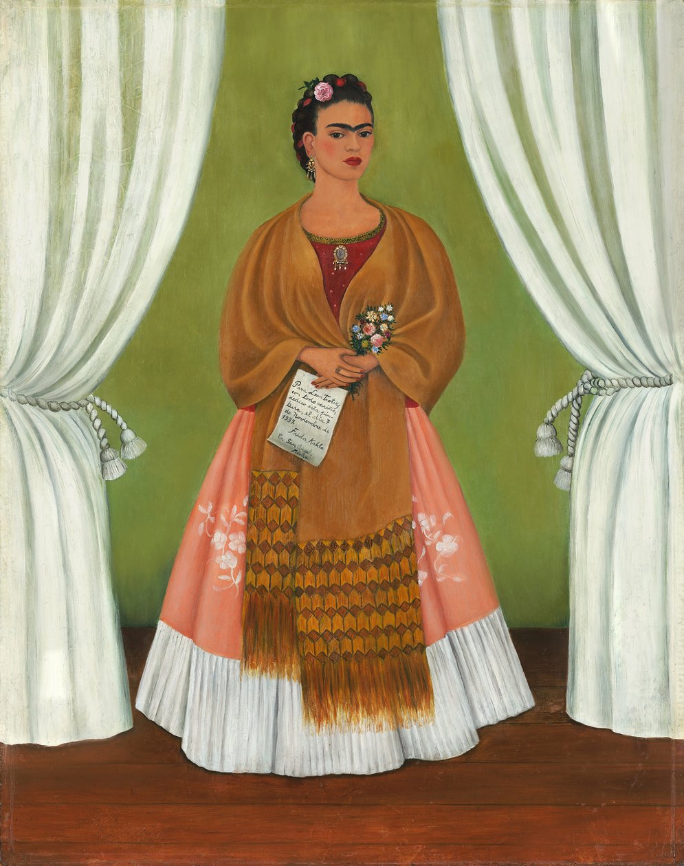 Frida Kahlo entre dos telones/Autorretrato dedicado a León Trotsky de Frida Kahlo