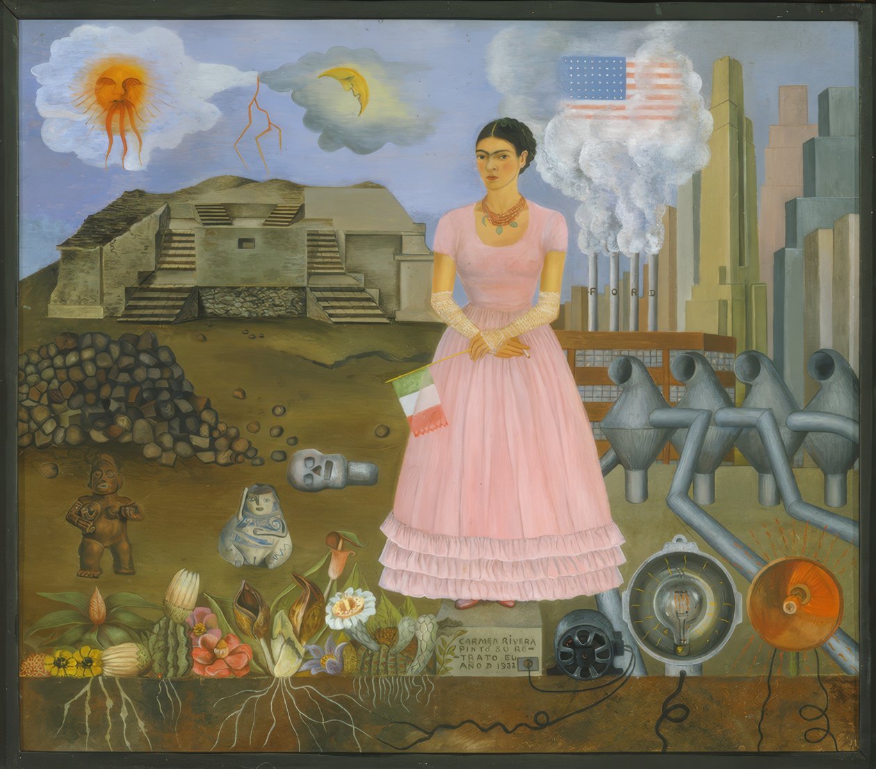 Autorretrato en la frontera entre México y Estados Unidos de Frida Kahlo