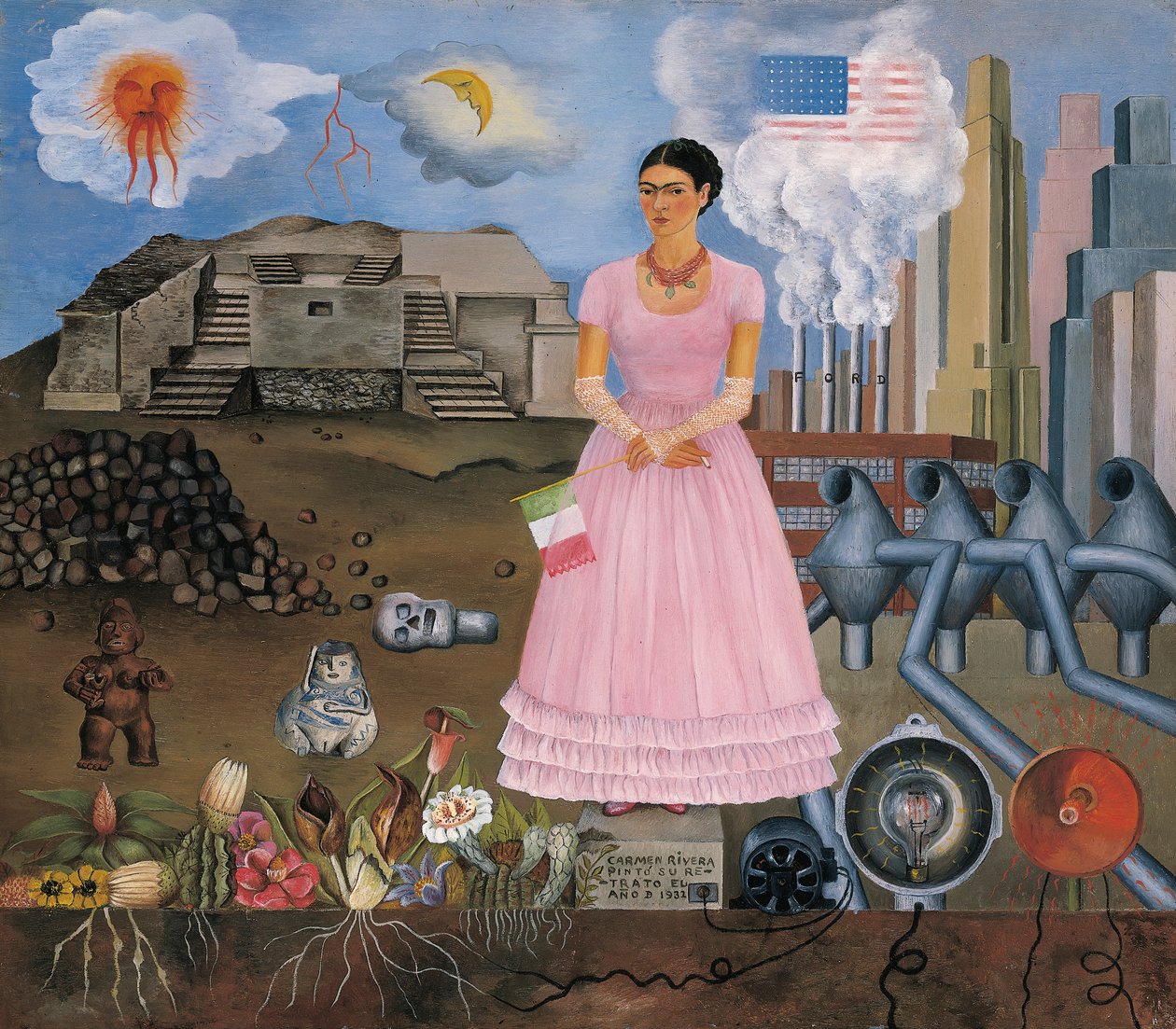 Autorretrato en la frontera entre México y Estados Unidos de Frida Kahlo