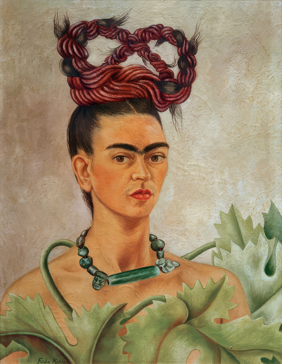 Autorretrato con Plat de Frida Kahlo