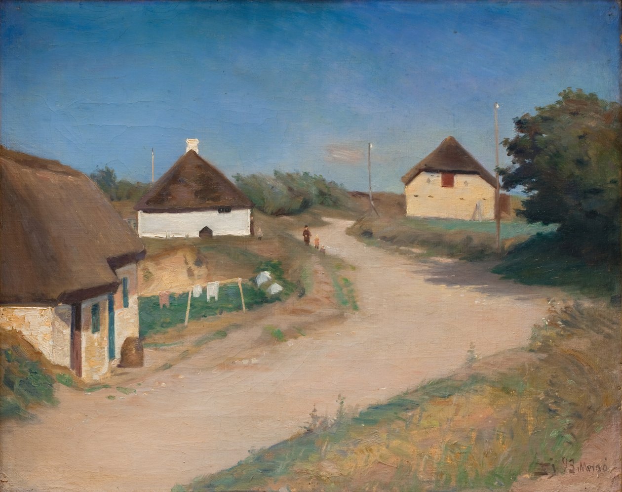 Casas al Lado de un Camino en Morsø, Jutlandia de Fridolin Johansen