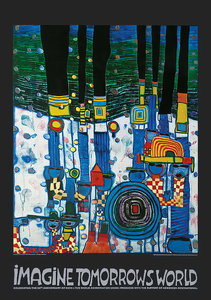 Imagina el mundo del mañana (versión azul) de Friedensreich Hundertwasser