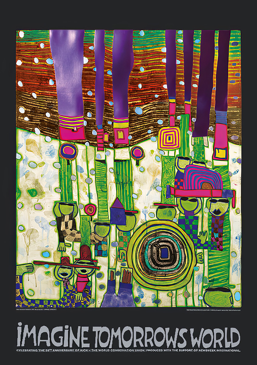 Imagina el mundo del mañana (versión verde) de Friedensreich Hundertwasser