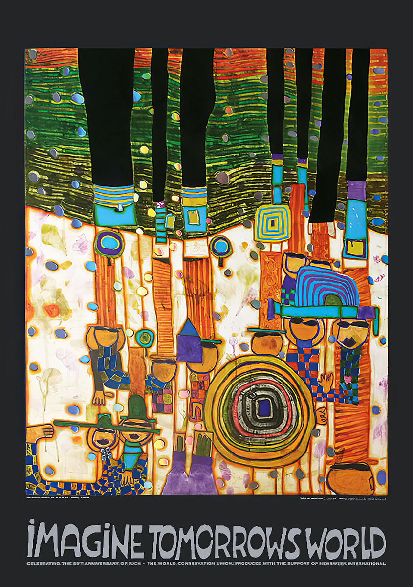Imagina el mundo del mañana (versión naranja) de Friedensreich Hundertwasser