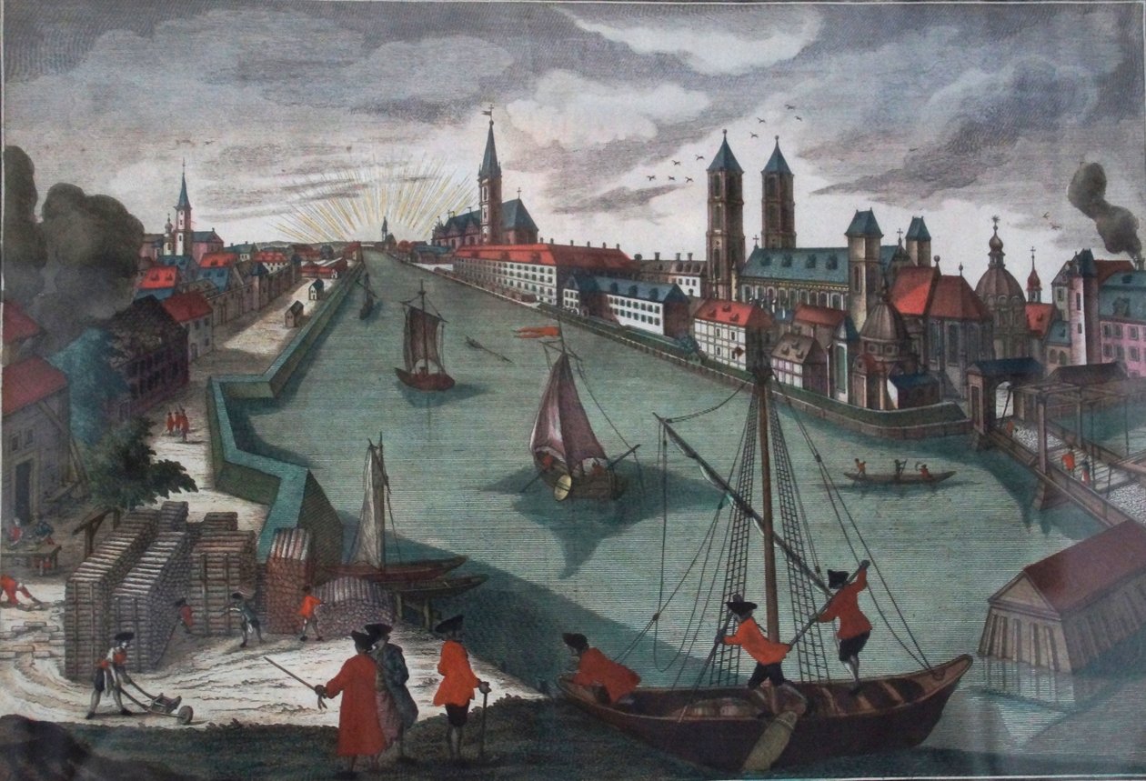 Breslau, vista desde el este hacia la isla de la catedral de Friedrich Bernhard Werner