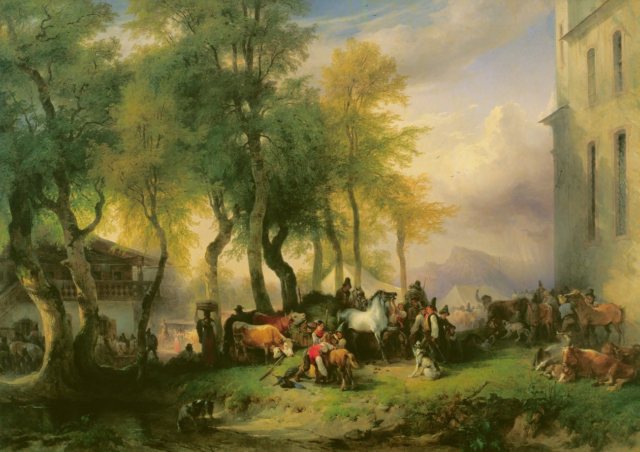 Mercado de ganado en Maria Plain, 1837 de Friedrich Gauermann