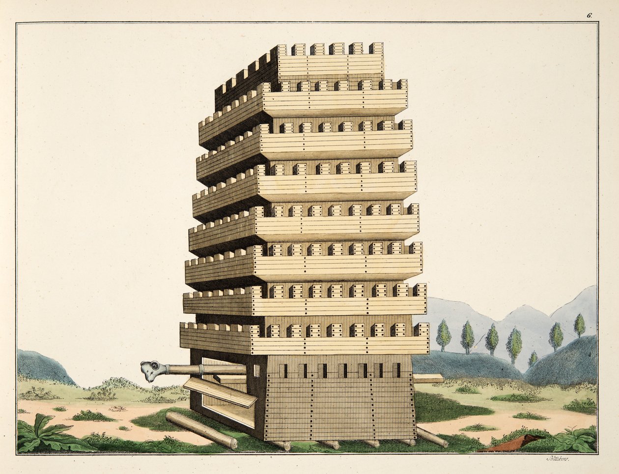 Torre Móvil con Galerías Exteriores y un Ariete Adicional, lámina de 