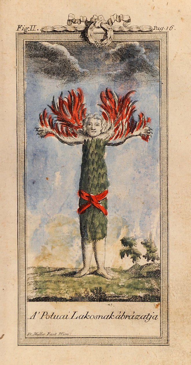 Ilustración en Ludvig Holberg- El viaje de Niels Klim al mundo subterráneo de Friedrich Müller