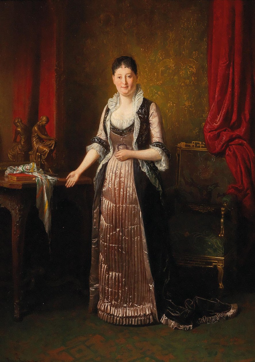 Interior burgués con dama de Friedrich Ritter von Friedlander Malheim