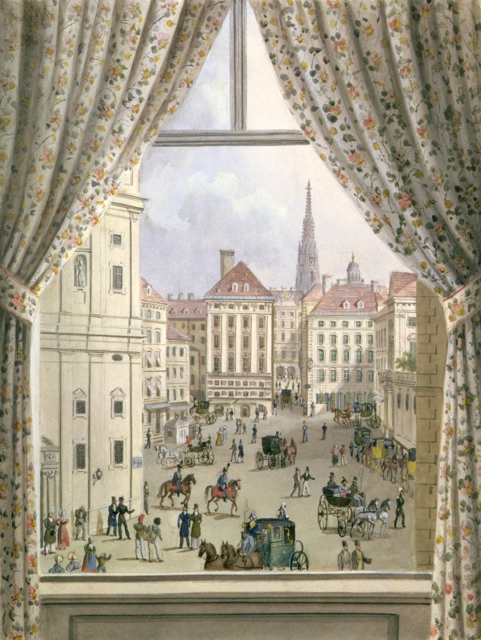 Vista de la Freyung, Viena, 1825 de Friedrich Wigand