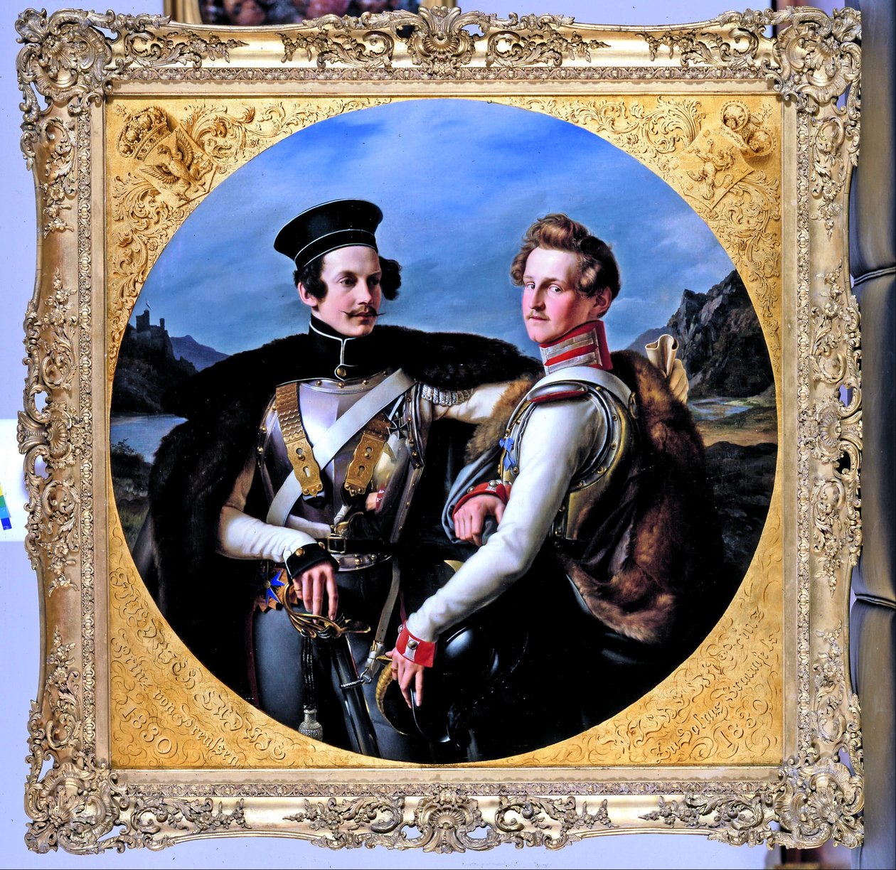 Doble Retrato de los Príncipes Friedrich Wilhelm de Prusia y Wilhelm zu Solms-Braunfels en Uniforme de Coraceros de Friedrich Wilhelm von Schadow