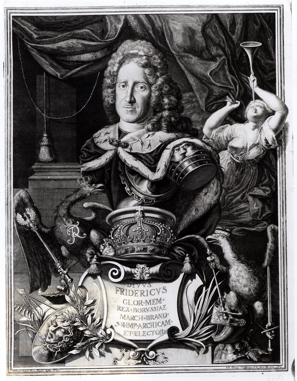 Retrato de Federico Guillermo I (1688-1740), Rey de Prusia, grabado por Georg Andreas Wolfgang (1703-45), 1718 de Friedrich Wilhelm Weidemann
